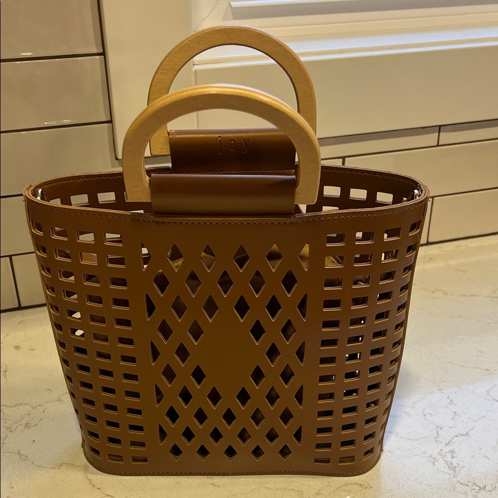 Joy Susan Tan Geometric Cutout Tote
